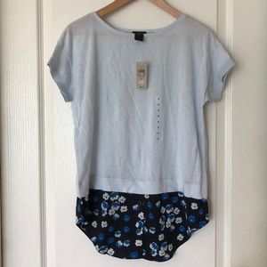 Ann Taylor Short-Sleeve Blue Top